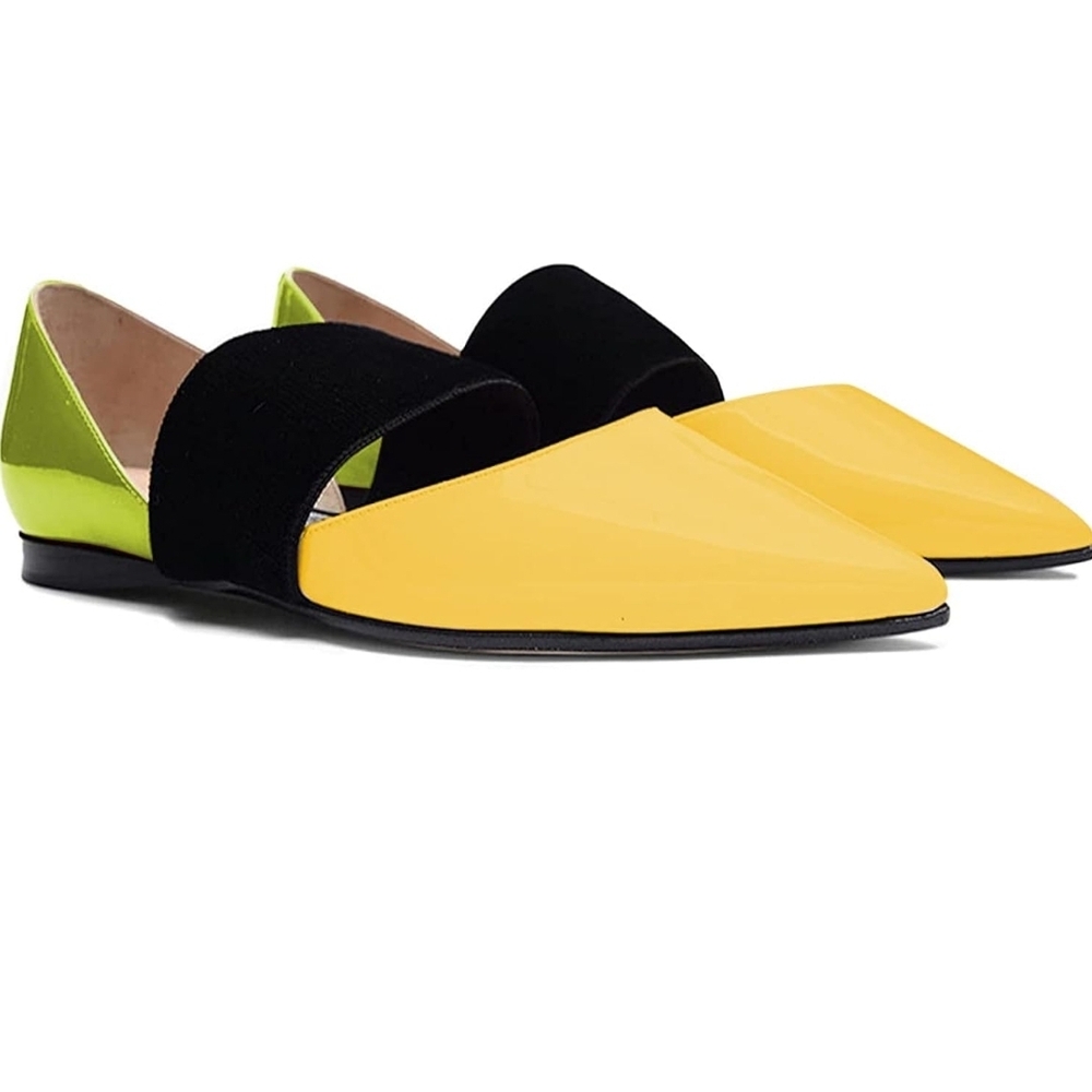 Elegant Yellow and Black Women's Flats